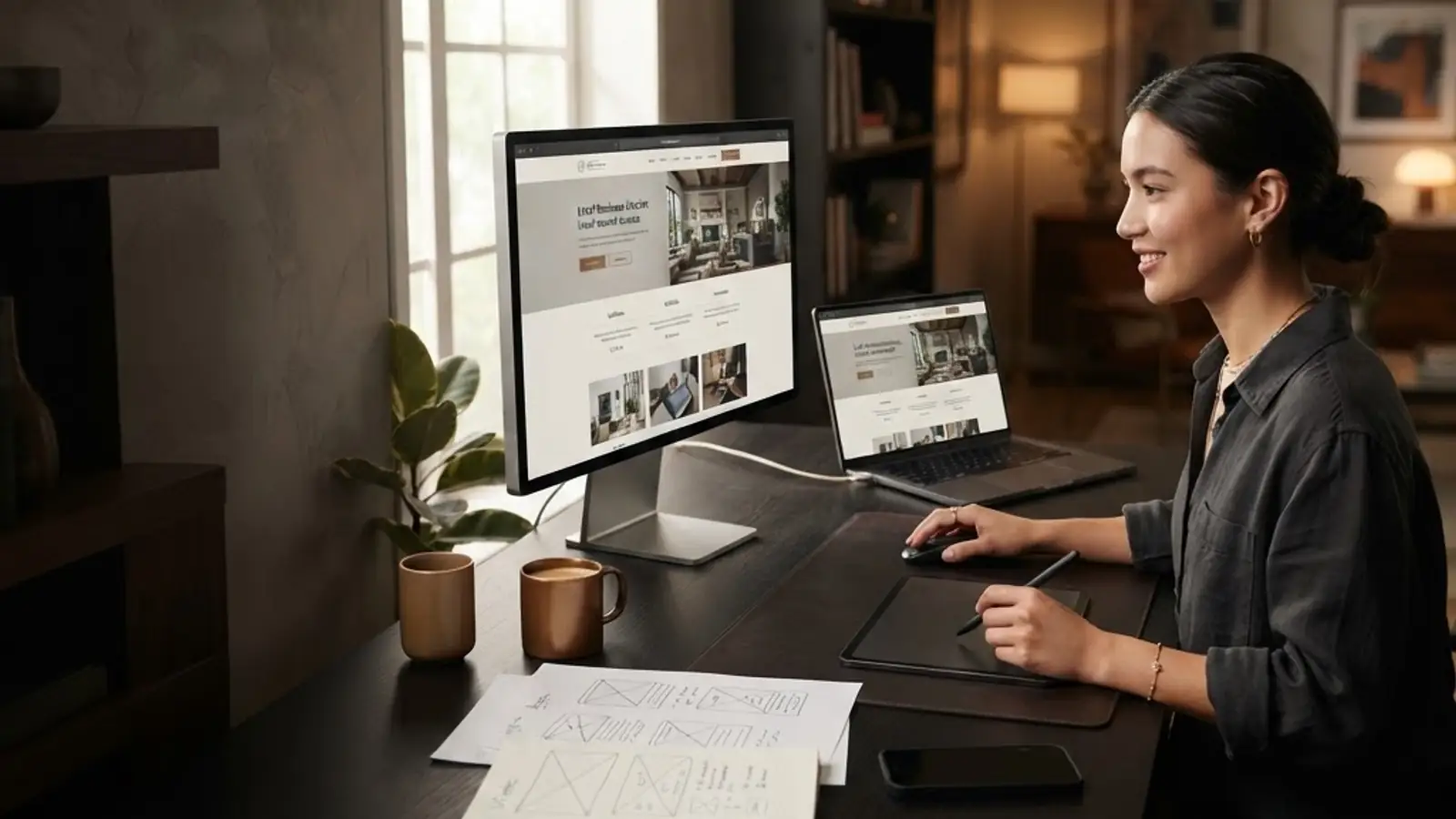 Conversion-focused local service website displayed across desktop and mobile